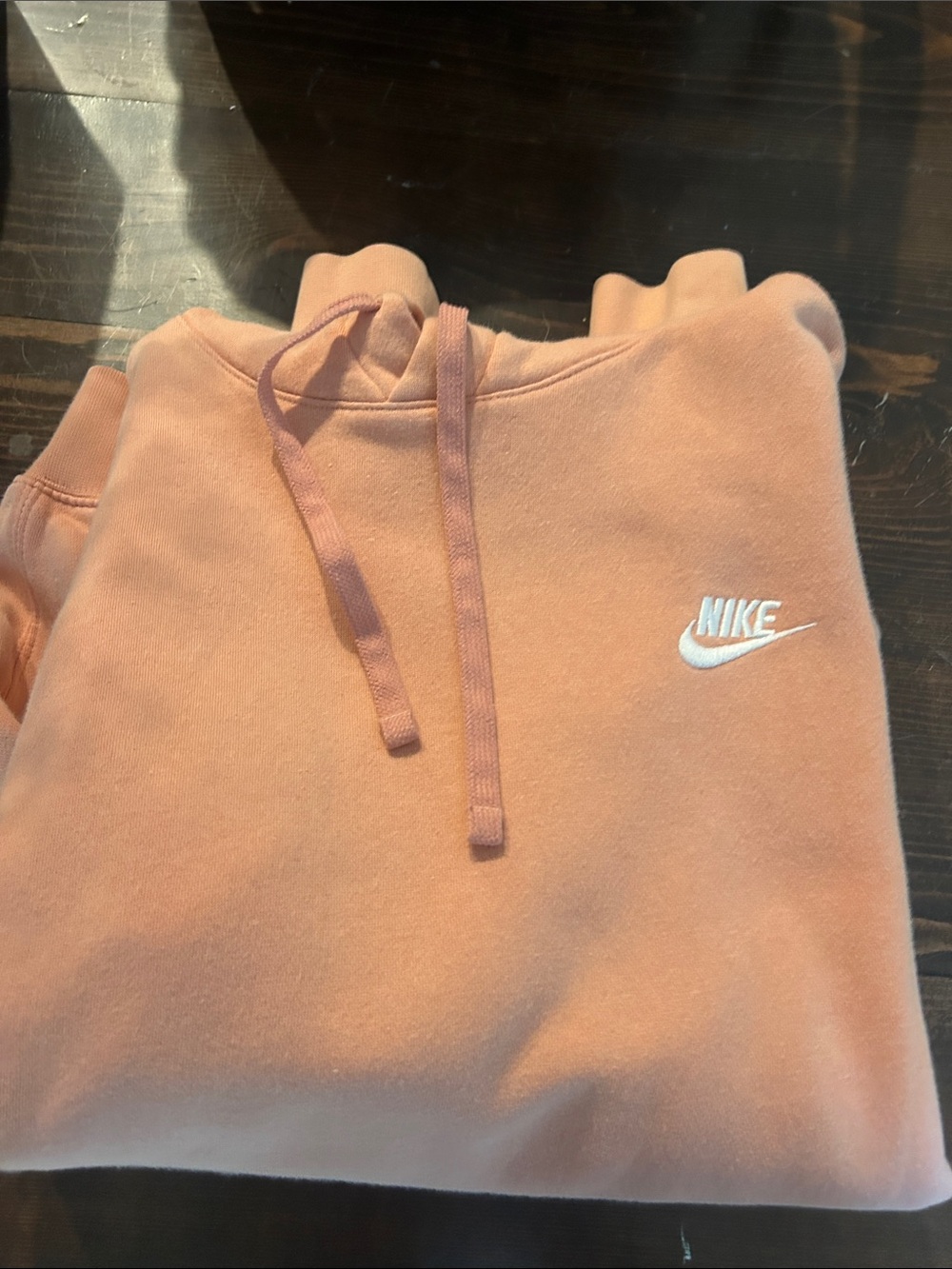 Nike Peach Pink Pullover Hoodie with White Swoosh